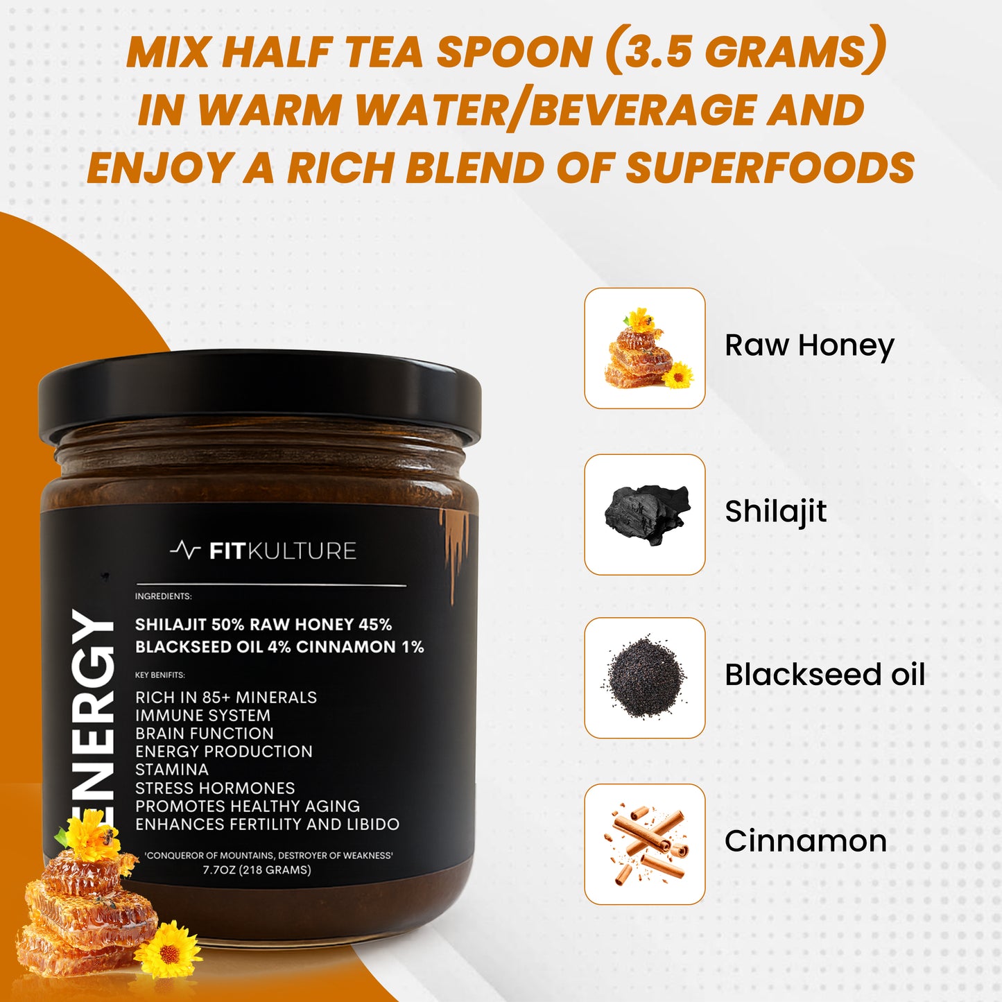 Raw Honey - Shilajit, Blackseed oil and Cinnamon