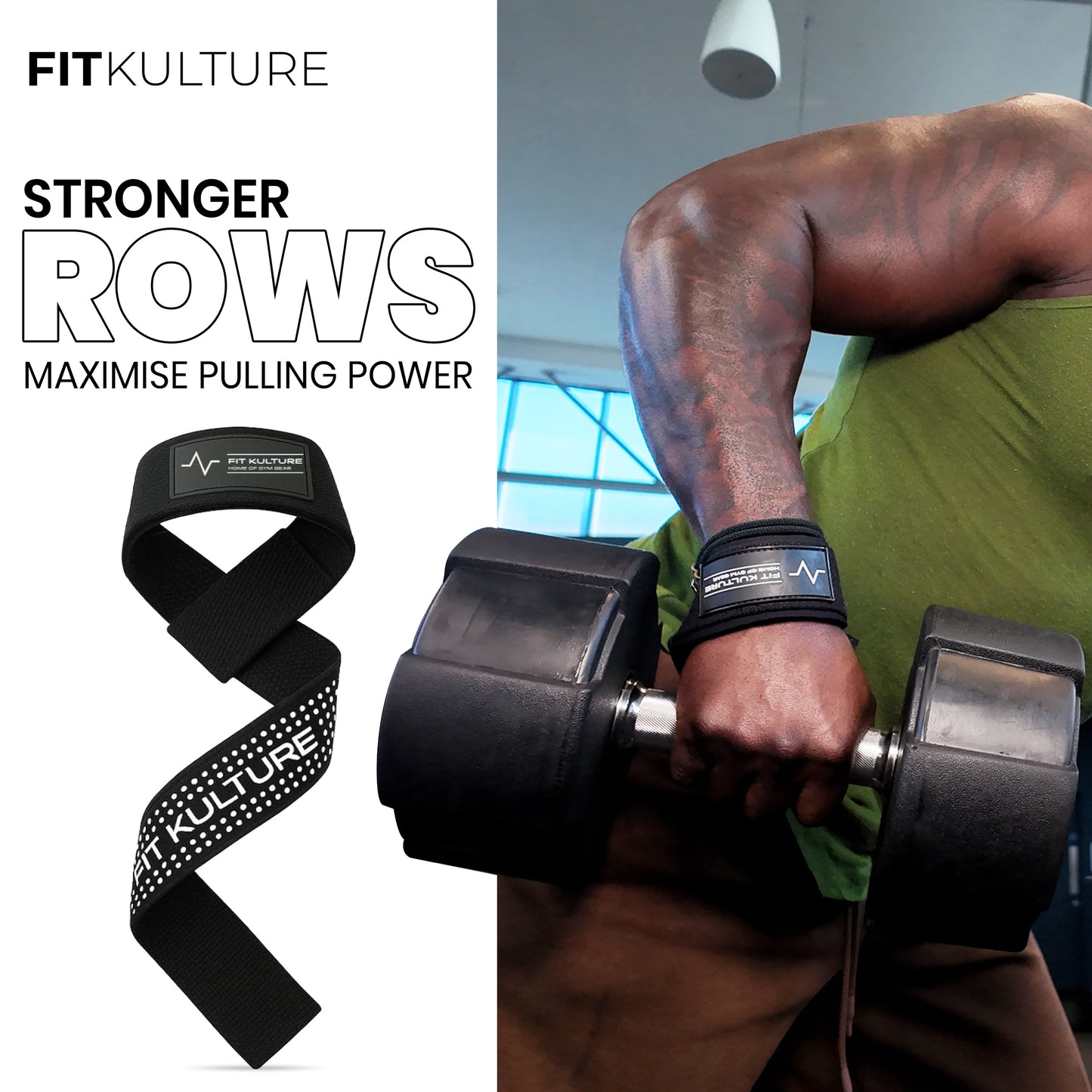 Fit Kulture Deadlift Straps – Heavy Duty Lifting Straps for Weightlifting & Strength Training