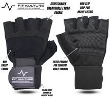 Load image into Gallery viewer, Lifting Gloves Wrist support (Black)
