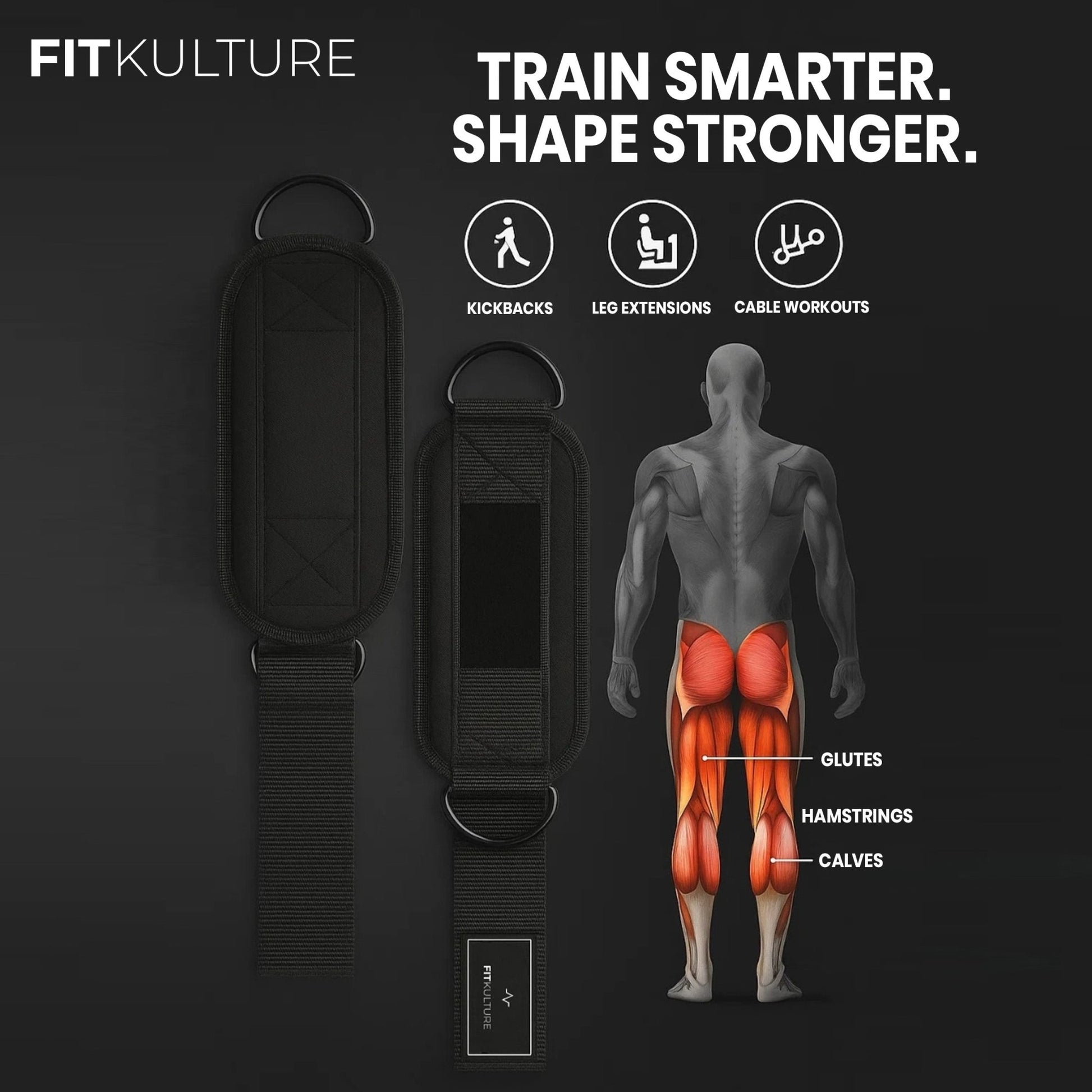 Adjustable Cable Machine Ankle Straps – 10" x 4" Neoprene, Double D - Ring, Unisex (Pair) - Fit Kulture HQ