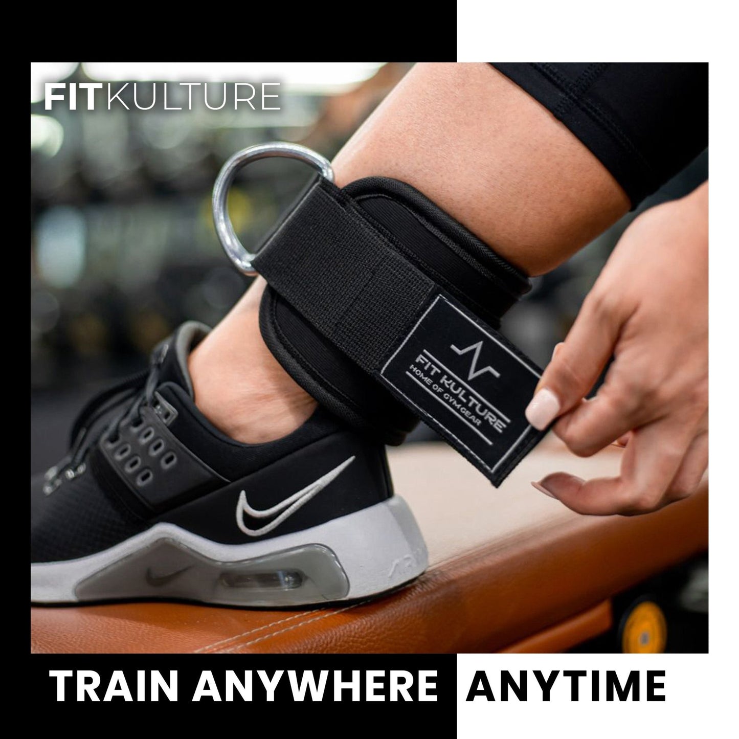 Adjustable Cable Machine Ankle Straps – 10" x 4" Neoprene, Double D - Ring, Unisex (Pair) - Fit Kulture HQ