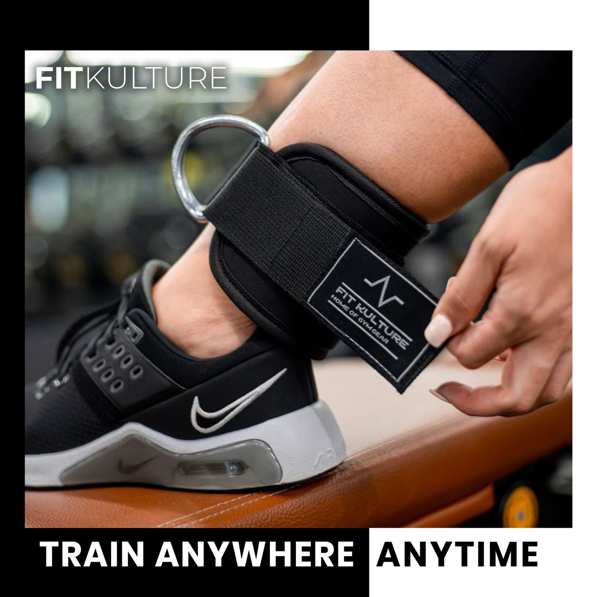 Adjustable Cable Machine Ankle Straps – 10" x 4" Neoprene, Double D - Ring, Unisex (Pair) - Fit Kulture HQ