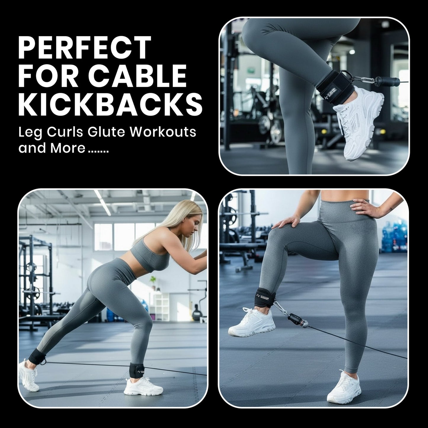 Adjustable Cable Machine Ankle Straps – 10" x 4" Neoprene, Double D - Ring, Unisex (Pair) - Fit Kulture HQ
