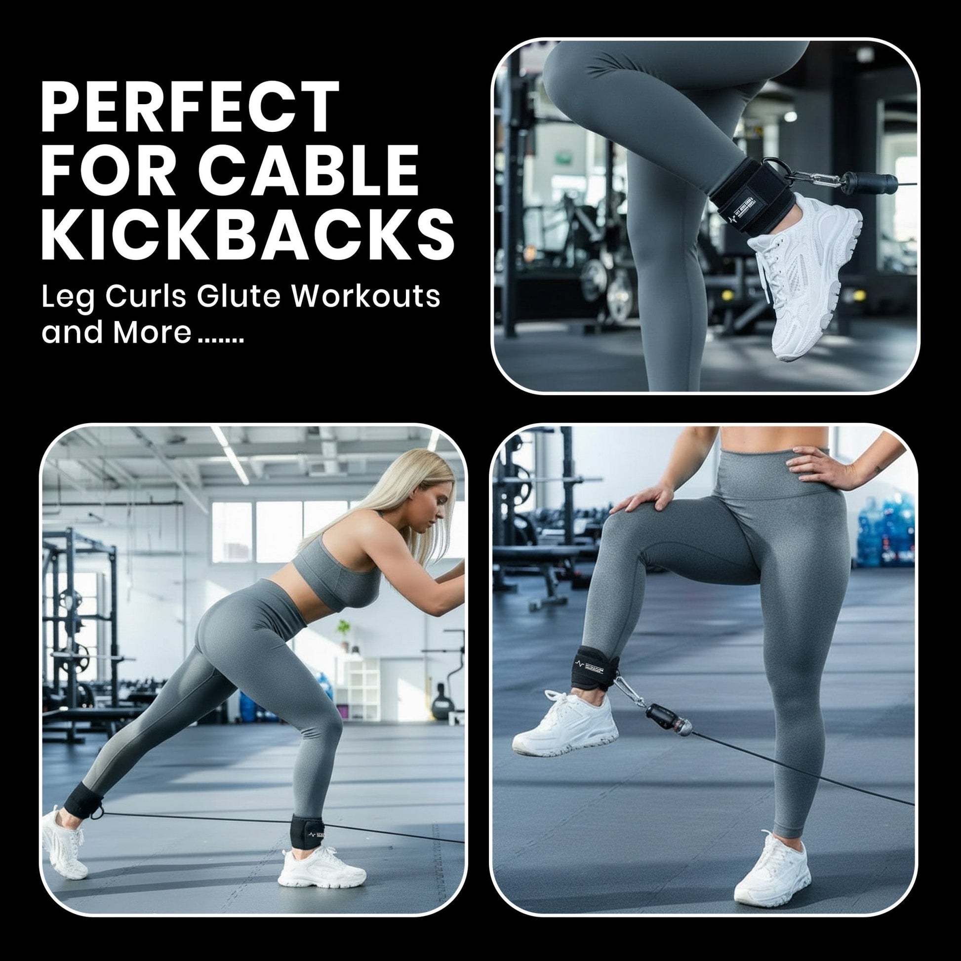 Adjustable Cable Machine Ankle Straps – 10" x 4" Neoprene, Double D - Ring, Unisex (Pair) - Fit Kulture HQ
