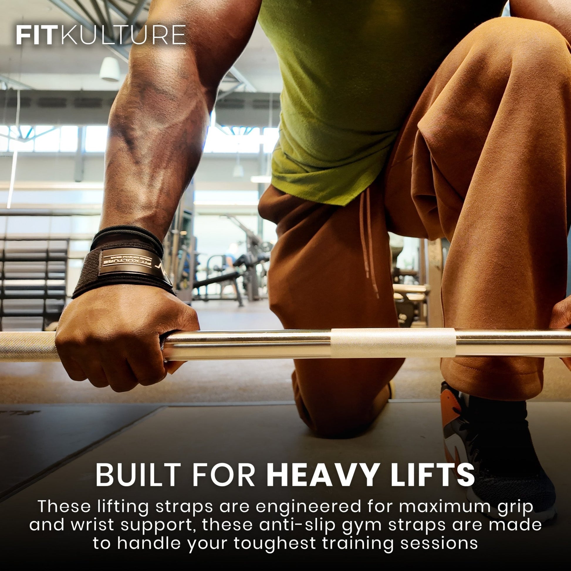 Deadlift Straps for Weightlifting, Powerlifting, Bodybuilding & Strength Training – Black - Fit Kulture HQ