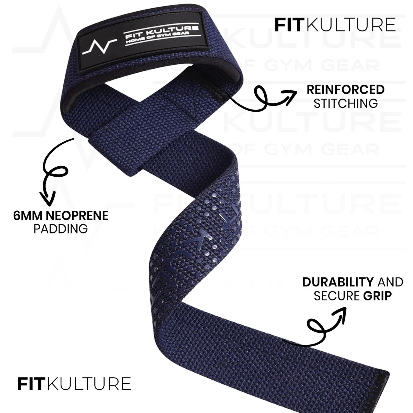Deadlift Straps for Weightlifting, Powerlifting, Bodybuilding & Strength Training – Navy - Fit Kulture HQ