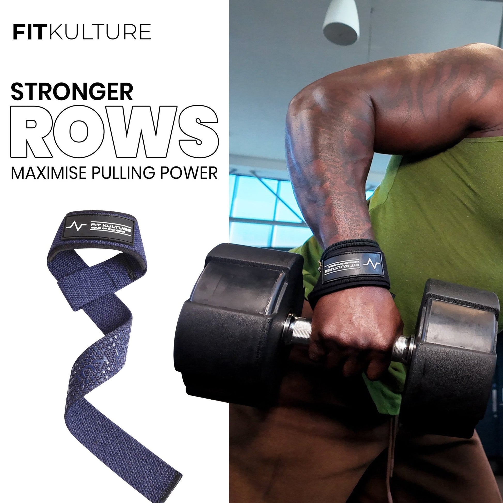 Deadlift Straps for Weightlifting, Powerlifting, Bodybuilding & Strength Training – Navy - Fit Kulture HQ