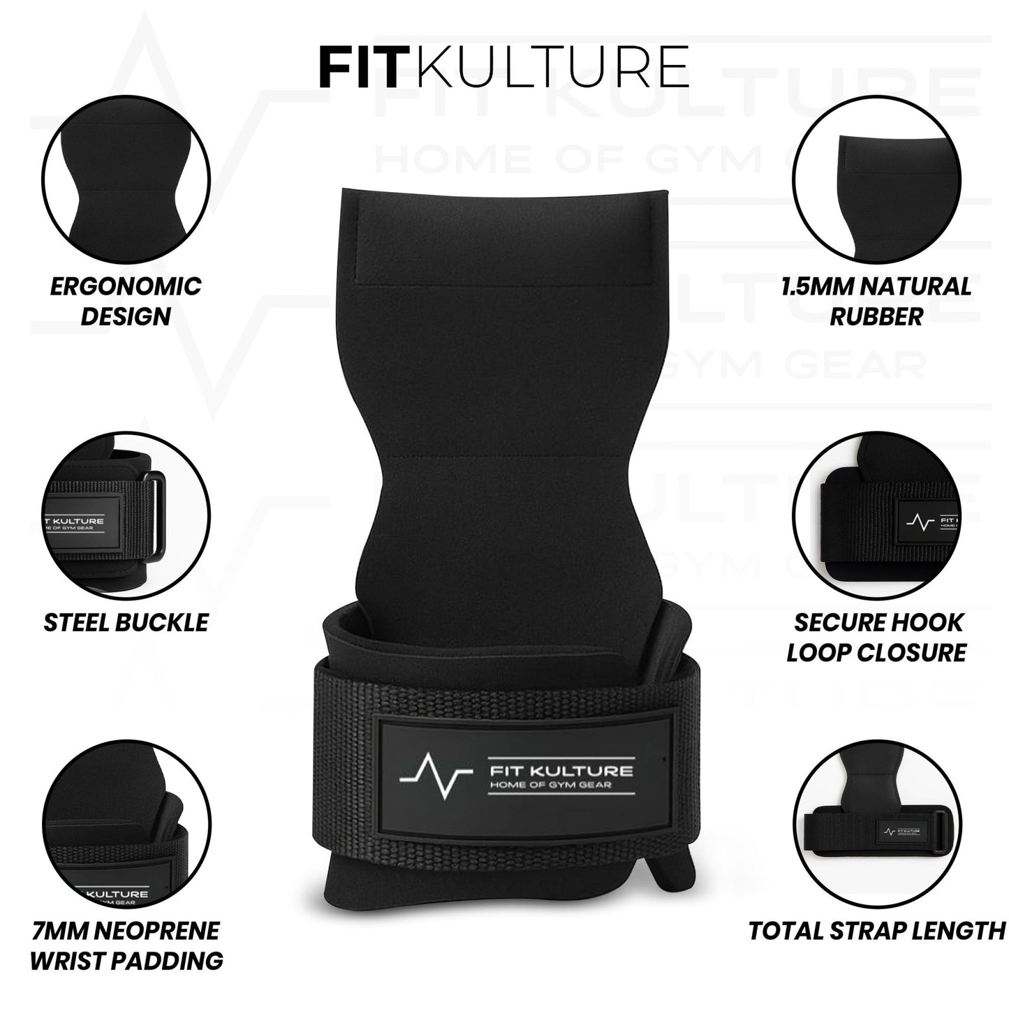 Fit Kulture Lifting Grips – Heavy Duty Pull - Up & Deadlift Grip Pads with Wrist Support - Fit Kulture HQ