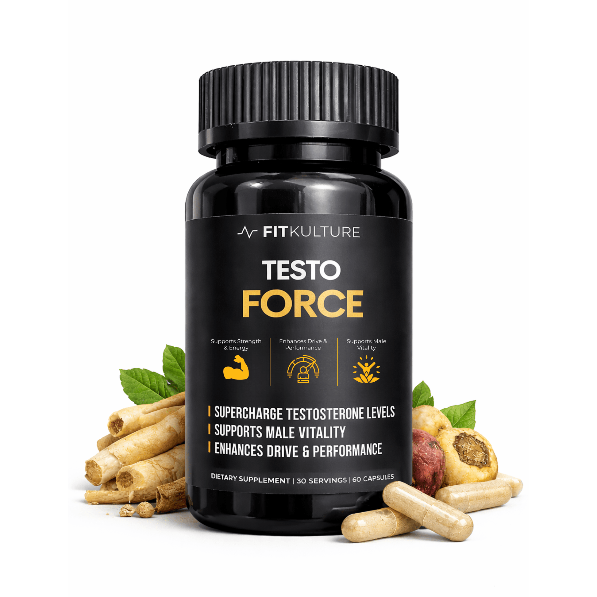 Fit Kulture Testo Force Testosterone Booster 60 Capsules Male Vitality Energy Support - Fit Kulture HQ