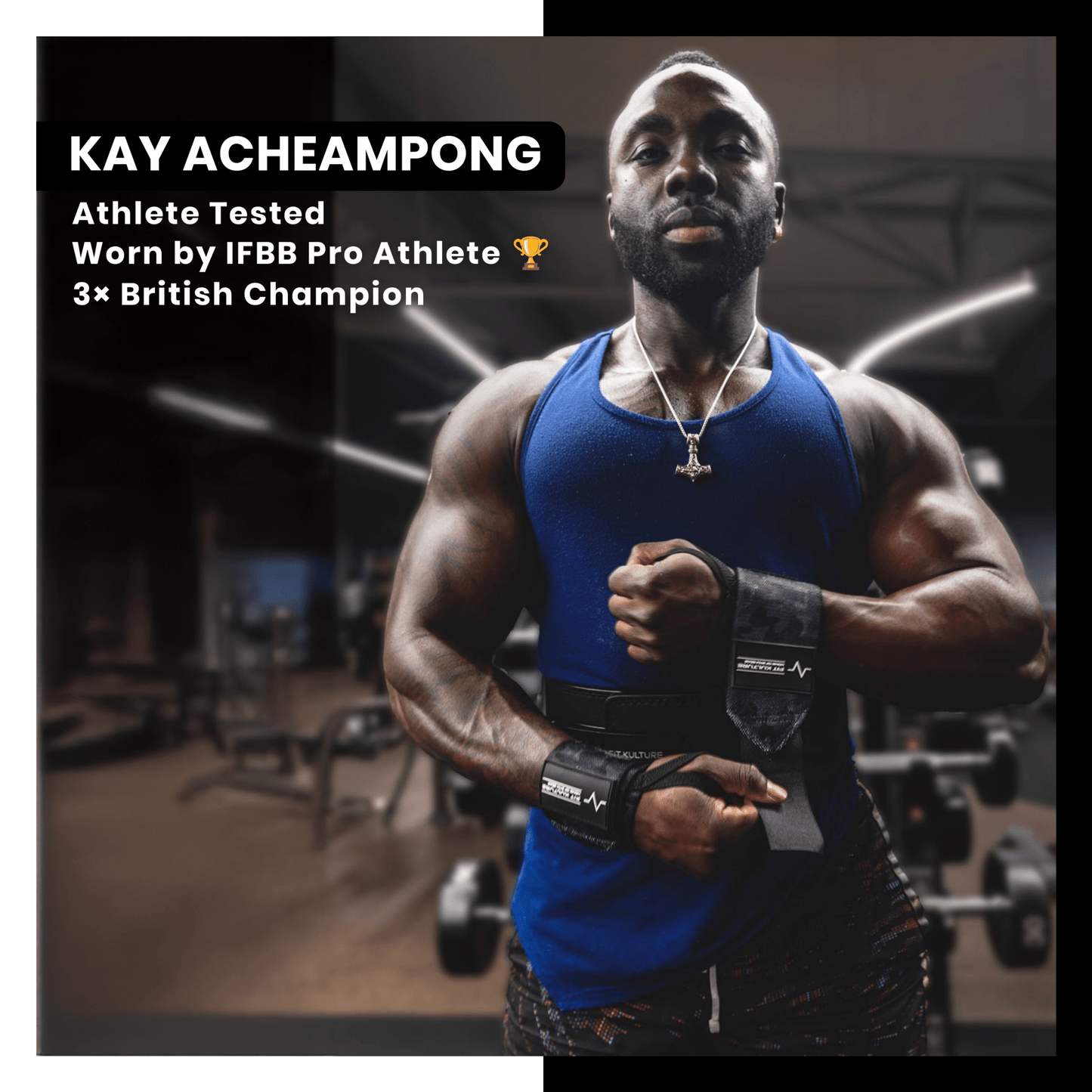 Heavy Duty Wrist Wraps (Pair) – Cotton Lifting Straps for Gym & Powerlifting – Black - Fit Kulture HQ
