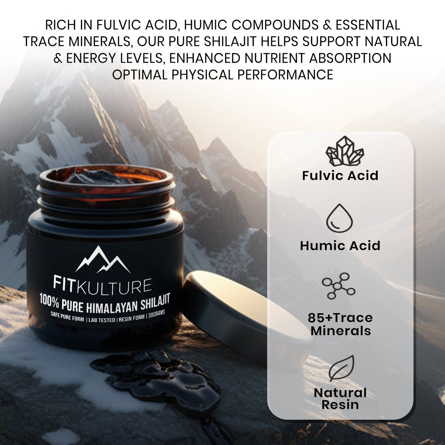 Himalayan Shilajit Resin 30g, 100% Pure - Fit Kulture HQ