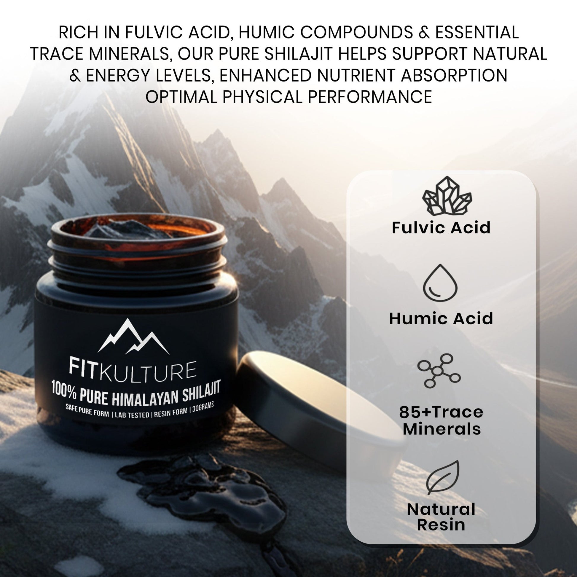 Himalayan Shilajit Resin 30g, 100% Pure - Fit Kulture HQ