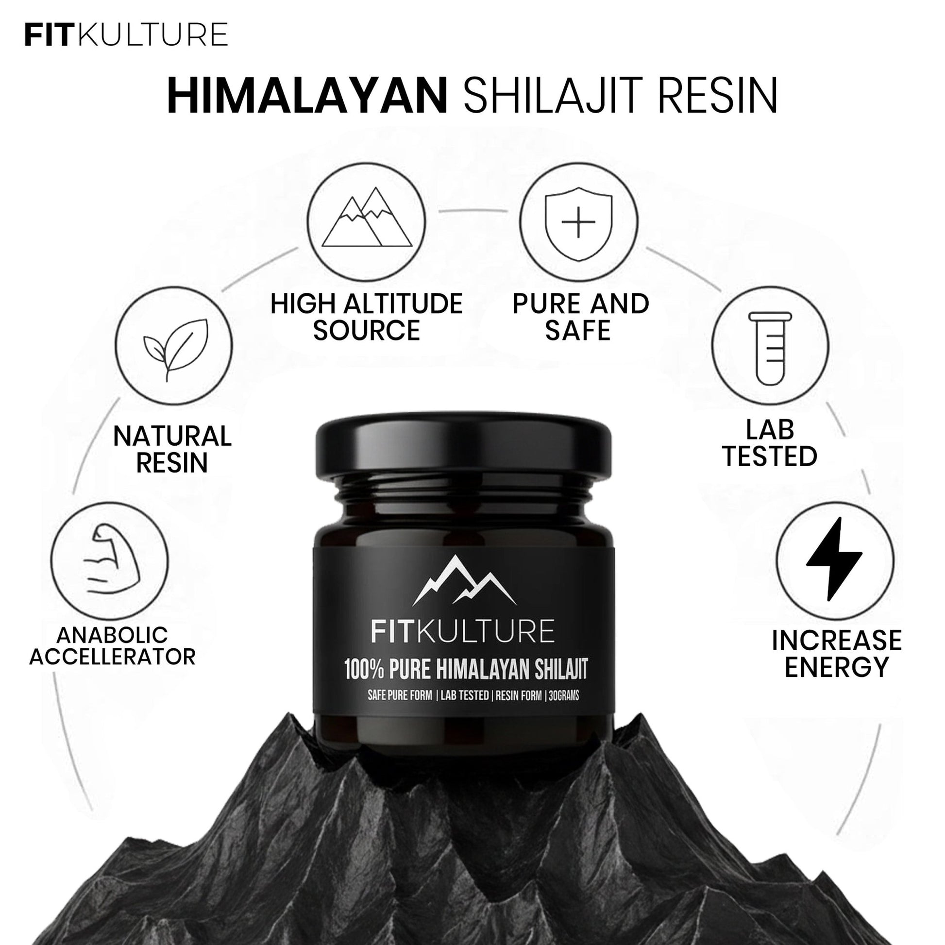 Himalayan Shilajit Resin 30g, 100% Pure - Fit Kulture HQ
