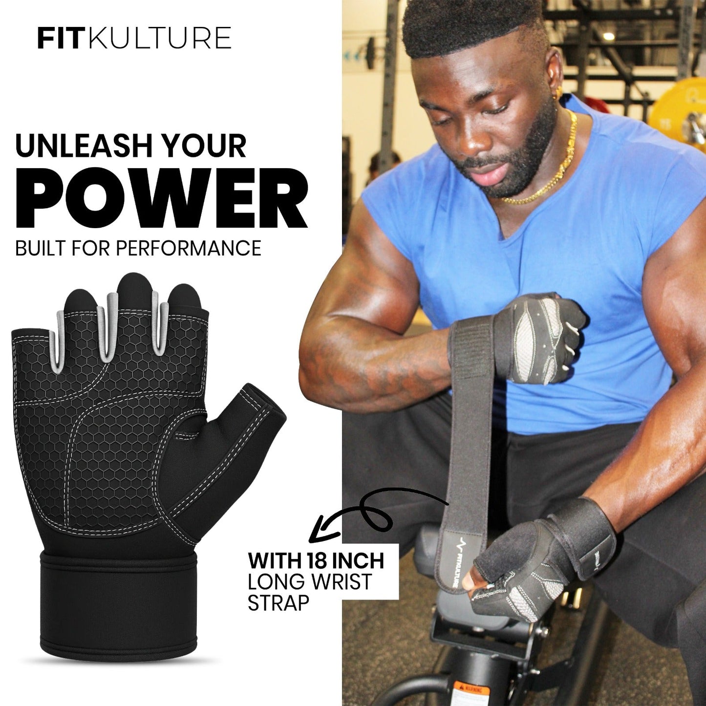 Men's Lifting Gloves Grey - Fit Kulture HQ
