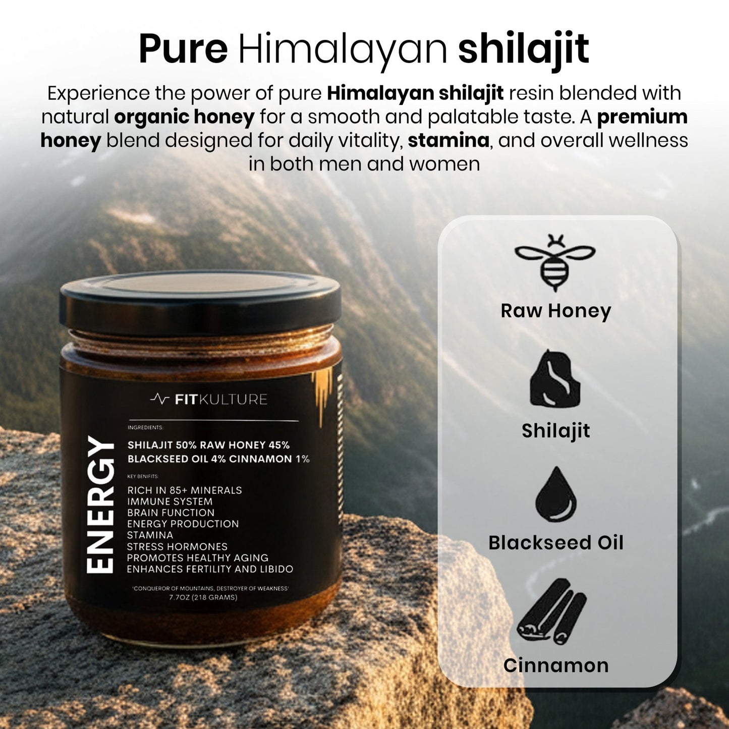 Raw Honey - Shilajit, Blackseed oil and Cinnamon - Fit Kulture HQ