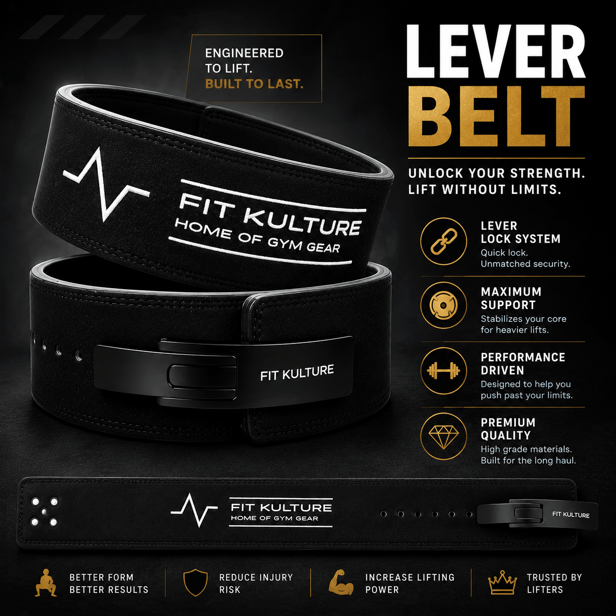 Weight Lifting Lever Belt Men & Women Powerlifting - Fit Kulture HQ