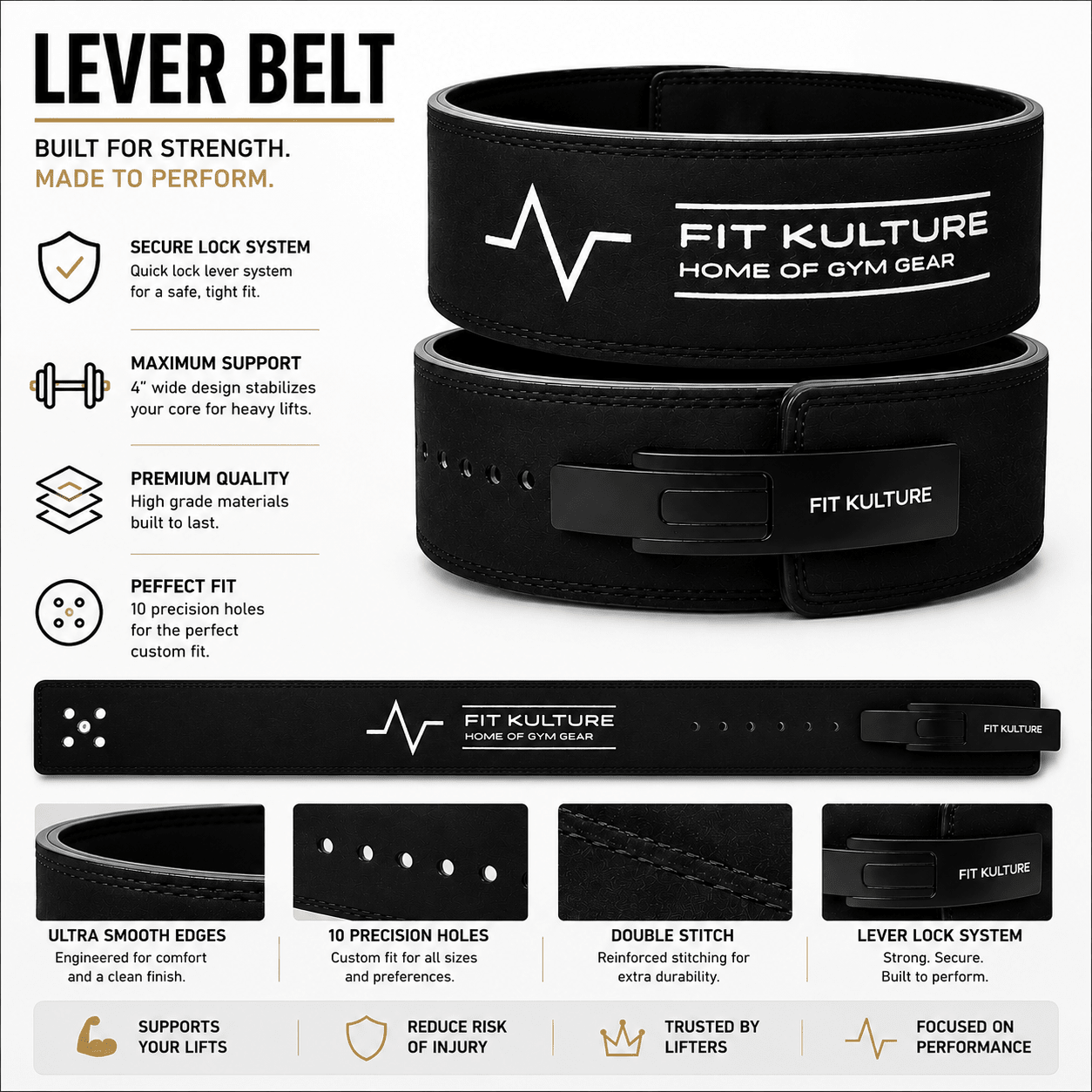 Weight Lifting Lever Belt Men & Women Powerlifting - Fit Kulture HQ